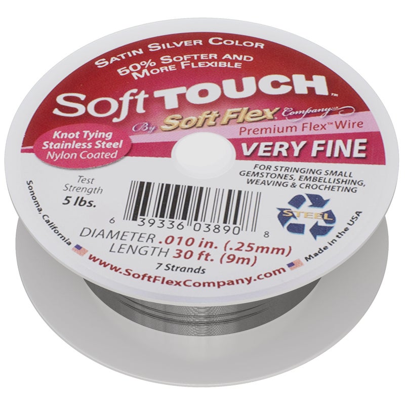 Soft Flex Kink Resistant Beading Wire - Very Fine 0.10 Diameter - Jewelry Making Bead Wire - 30 Ft - Image 1